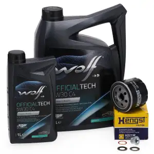 6L WOLF 5W30 C4 Motor&ouml;l + HENGST &Ouml;lfilter f&uuml;r DACIA NISSAN OPEL RENAULT SMART