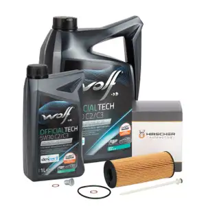 6L WOLF 5W30 C2/C3 Motor&ouml;l + HIRSCHER &Ouml;lfilter f&uuml;r BMW E81-88 E90-93 E60/61 F10/11 N47