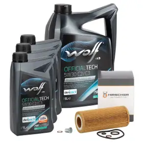 8L WOLF 5W30 C2/C3 Motor&ouml;l + HIRSCHER &Ouml;lfilter f&uuml;r BMW E46 E90-93 E60/61 E63/64 X3 X5 M57