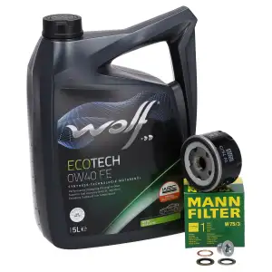 5L WOLF 0W40 FE Motor&ouml;l + MANN &Ouml;lfilter f&uuml;r DACIA MITSUBISHI OPEL RENAULT SUZUKI