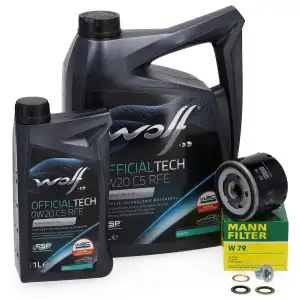 6L WOLF 0W20 C5 RFE Motoröl + MANN Ölfilter für DACIA NISSAN OPEL RENAULT SMART