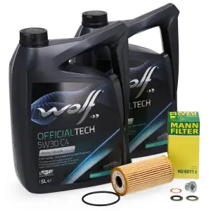 10L WOLF 5W30 C4 Motoröl + MANN Ölfilter für FIAT MERCEDES NISSAN OPEL RENAULT 1.6-2.3 D