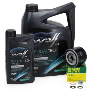 6L WOLF 5W30 C4 Motoröl + MANN Ölfilter für DACIA NISSAN OPEL RENAULT SMART