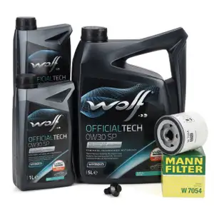 7L WOLF OFFICIALTECH 0W30 SP Motor&ouml;l + MANN &Ouml;lfilter f&uuml;r FORD Focus 4 Mondeo 5 2.0 EcoBlue