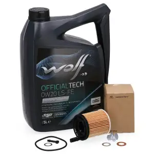 5L WOLF 0W20 LS-FE Motor&ouml;l + ORIGINAL HYUNDAI KIA &Ouml;lfilter 1.6 T-GDi 263502M000