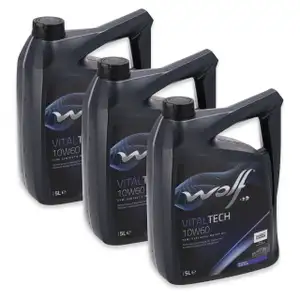 15L 15 Liter WOLF VITALTECH 10W-60 Motor&ouml;l API SN/CF ACEA A3/B4 VW 501.01/505.00