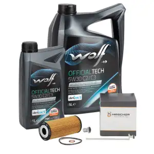 6L WOLF 5W30 C2/C3 Motoröl + HIRSCHER Ölfilter BMW F20/21 E90-93 F30-34 F10 MINI N47 B47