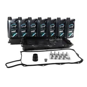 Getriebe&ouml;lwanne + 7L WOLF Getriebe&ouml;l f&uuml;r BMW F30 G20/21 330e G30/31 520e 530e X3 X5 8HP75