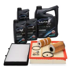 Filterset 4-tlg + 8L WOLF 0W40 C3 SP f&uuml;r NISSAN Primastar OPEL Vivaro A Trafic 2 2.0/2.5D