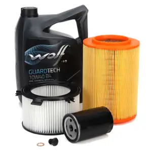 Filterset Filterpaket + 5L WOLF 10W40 B4 Motor&ouml;l f&uuml;r VW Transporter T4 1.8 2.0 bis 08.1995