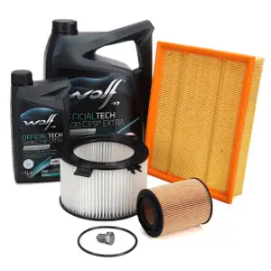 Filterset + 6L WOLF 5W30 C3 SP EXTRA Motor&ouml;l f&uuml;r VW Transporter T4 2.8 VR6 140 PS
