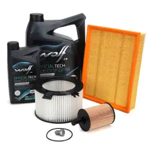 Filterset + 6L WOLF 5W30 C3 SP EXTRA Motor&ouml;l f&uuml;r VW Transporter T4 2.8 VR6 204 PS