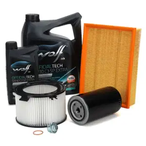 Filterset 3-tlg 6L WOLF 5W30 C3 SP EXTRA f&uuml;r VW Transporter T4 2.5 2.4 D ab 09.95 2.5 TDI