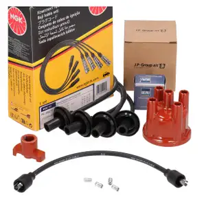 JP Verteilerkappe + BERU Verteilerfinger + NGK Kabelsatz f&uuml;r VW K&auml;fer 1200 1303 34/44 PS