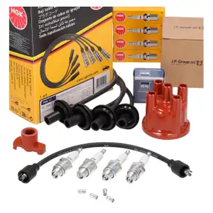 JP Verteillerkappe + Finger + NGK Kabelsatz + Z&uuml;ndkerze f&uuml;r VW K&auml;fer 1200 1303 34/44 PS