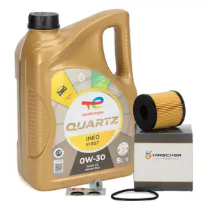 5L TOTAL QUARTZ 0W-30 Motoröl + HIRSCHER Ölfilter für CITROEN FIAT FORD LAND ROVER PEUGEOT