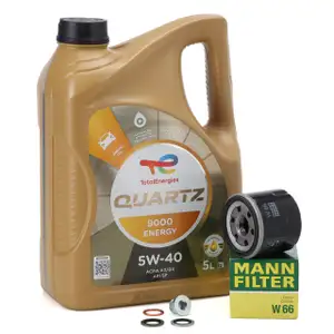 5L TOTAL QUARTZ 9000 ENERGY 5W-40 Motor&ouml;l + MANN &Ouml;lfilter f&uuml;r RENAULT Clio 2 3 4 1.2