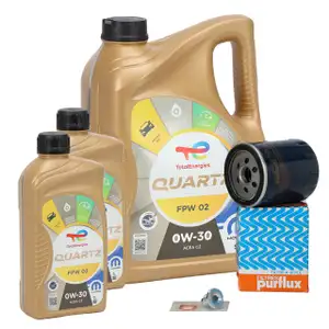 7L TOTAL QUARTZ FPW 02 0W-30 + PURFLUX &Ouml;lfilter f&uuml;r CITROEN PEUGEOT 2.0/2.2 BlueHDI