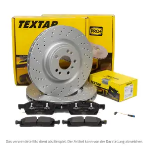 TEXTAR Bremsscheiben + Bremsbel&auml;ge + Sensor f&uuml;r MERCEDES M GLE W166 C292 GL GLS X166 vorne
