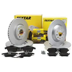 TEXTAR Bremsscheiben + Bremsbel&auml;ge + Sensor f&uuml;r AUDI Q3 8U 2015 PR-1KU/1ZD vorne + hinten