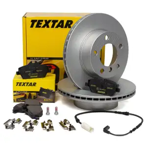 TEXTAR Bremsscheiben + Bel&auml;ge + Wako f&uuml;r BMW 1er E81 116i 118i 116d 118d bis 03.2010 vorne