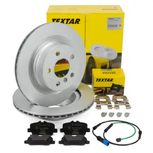 TEXTAR Bremsscheiben + Bel&auml;ge + Sensor f&uuml;r BMW G42 G20 G21 G22 G23 ohne M-Technik hinten