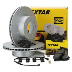 TEXTAR Bremsscheiben + Bremsbel&auml;ge + Wako f&uuml;r BMW 1er E81-88 118i 118d ab 03.2010 vorne