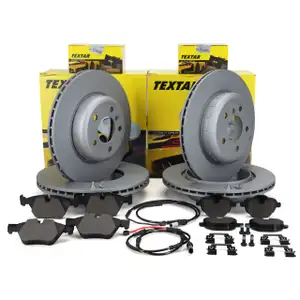 TEXTAR Bremsscheiben + Bel&auml;ge + Sensor f&uuml;r BMW 5er Touring 520-528i 518/520d vorne hinten