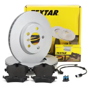 TEXTAR Bremsscheiben + Bel&auml;ge + Warnkontaktsensor f&uuml;r MINI F55 F56 F60 F57 vorne