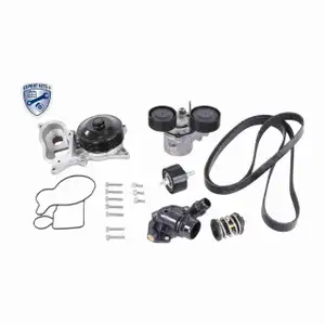 VAICO Keilrippenriemensatz + Wasserpumpe + Thermostat f&uuml;r BMW F30-34 F32-36 F10 X3 X4 N57