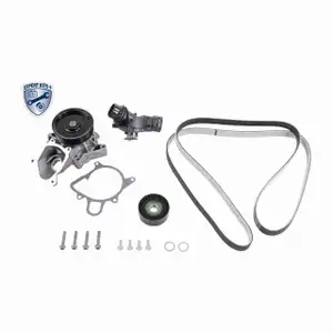 VAICO Keilrippenriemensatz + Wasserpumpe + Thermostat f&uuml;r BMW E46 E60/61 X3 E83 M47 M57