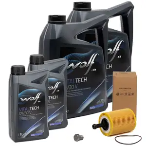 12L 12 Liter WOLF VITALTECH 0W30 V Motor&ouml;l + ORIGINAL VAG &Ouml;lfilter 071115562A