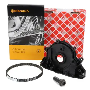 CONTI Zahnriemen Ölpumpe + Schraube + febi Wellendichtring für VW Golf 7 1.6/2.0 TDI