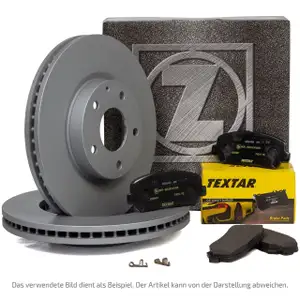 ZIMMERMANN Bremsscheiben + TEXTAR Bel&auml;ge f&uuml;r BMW i3 I01 102/170 PS vorne