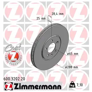 ZIMMERMANN Brake Disc Set for VW Golf 3 2.0/GL/GTI 16V, 2.8/2.9 VR6, 1.9 TDI (Front)