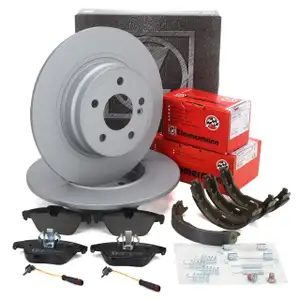 ZIMMERMANN Brake Discs + Pads + Sensor + Brake Shoes for MERCEDES W204 S204 C/A207 (Rear)