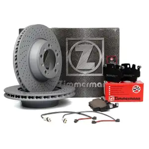 ZIMMERMANN Bremsscheiben + Bremsbeläge + Wako für PORSCHE 996 3.6 GT2 462/483 PS hinten