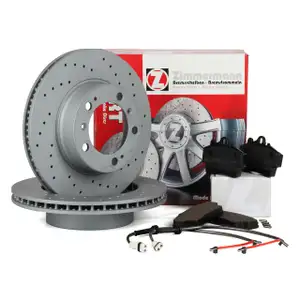 Zimmermann SPORT Brake Discs + pb:z Wako Brake Pads for PORSCHE Boxster (986) 2.5 2.7 (front)
