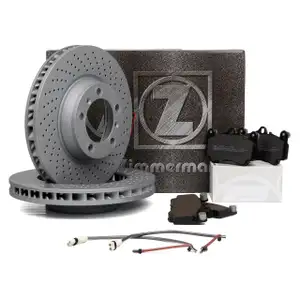 ZIMMERMANN Bremsscheiben + pb:z Bel&auml;ge + Wako f&uuml;r PORSCHE 997 3.8 Carrera S / GTS vorne