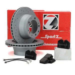 Zimmermann SPORT Brake Discs pb:z Pads Sensor for PORSCHE 944 2.5 Turbo 3.0 S2 Rear