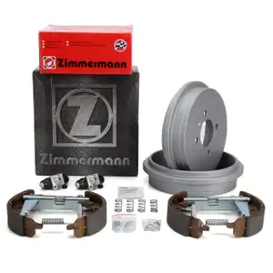 ZIMMERMANN Bremstrommeln + Backen + Zylinder f&uuml;r SEAT Arosa Ibiza Mii Lupo Polo 6N2 hinten