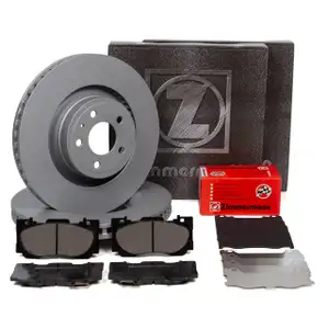 ZIMMERMANN Brake Discs + Brake Pads for FORD Mustang MK6 with reinforced front brakes