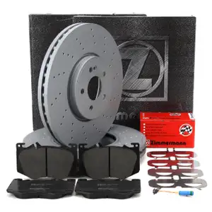 ZIMMERMANN Bremsscheiben + Bremsbel&auml;ge + Sensor f&uuml;r MERCEDES C/X118 H/X247 45AMG vorne