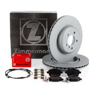 ZIMMERMANN Brake Discs + Pads + Sensor for BMW 5 Series F10 Sedan 528i, 535i, 525d, 530d (Rear)