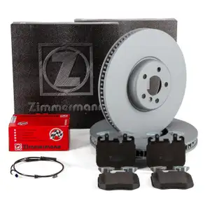 ZIMMERMANN Brake Discs + Brake Pads + Sensor for BMW G30, G31, G32, G11, G12, G14, G15 (Front)