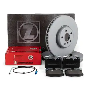 ZIMMERMANN Bremsscheiben + Bremsbel&auml;ge + Sensor f&uuml;r BMW G30 G31 G32 G11 G12 G14 G15 vorne