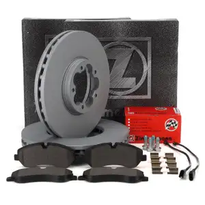 ZIMMERMANN Brake Discs + Pads + Sensor for FORD Tourneo Custom/Transit V362 V363 (Front)