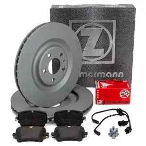 ZIMMERMANN Bremsscheiben + Bremsbel&auml;ge + Sensor f&uuml;r AUDI A6 C8 A7 4K Q8 E-Tron GE hinten