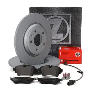 ZIMMERMANN Brake Discs + Brake Pads + Sensor for AUDI A4 8W B9 A5 F5 (Rear)
