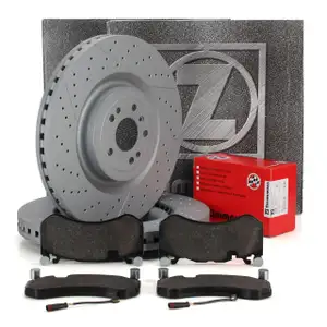 ZIMMERMANN Brake Discs + Brake Pads + Sensor for MERCEDES GLS X166, GLE W166, C292 (Front)
